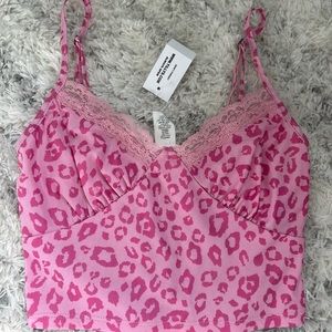 TILLYS Pink cheetah crop tank top